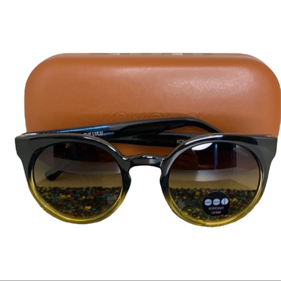 Komono Sunglasses NEW Lulu Black/ Yellow cat eye - Picture 2 of 16